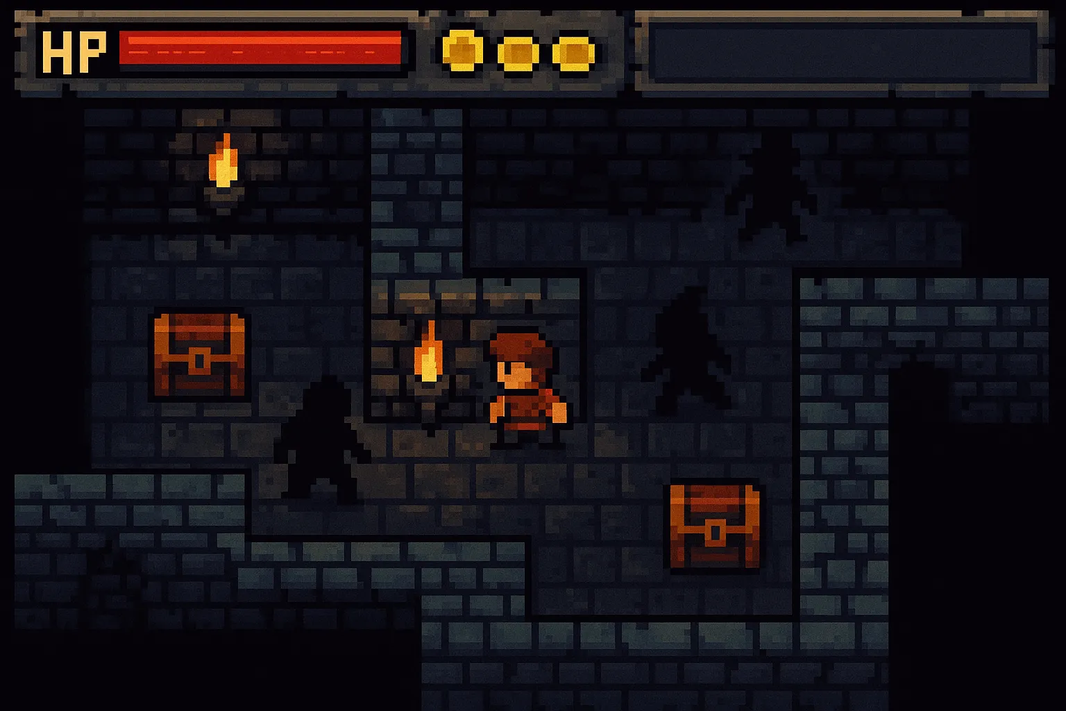 pikselli roguelike harita görüntüsü